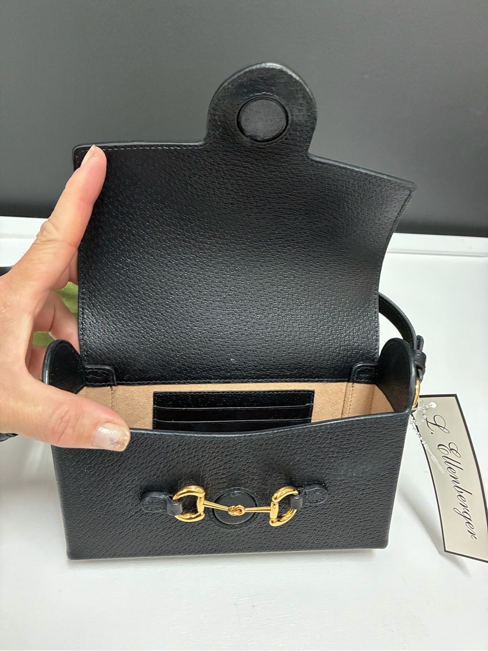 Gucci NWT 1955 Horsebit Black Pebbled Leather Crossbody Bag Authentic - Picture 3 of 12
